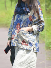 Loose Double Cotton V-neck Blouses